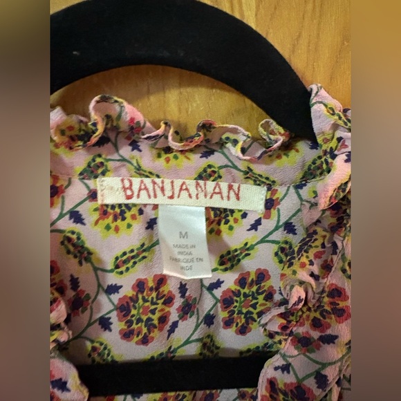 Banjanan Multicolor floral Patterned split neck pop over blouse M - Picture 2 of 7